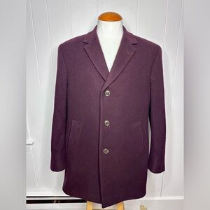 Joseph Abboud Men’s Maroon Wool Cashmere Blend Overcoat